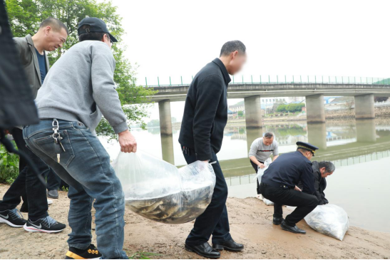 增殖放流活动现场。 增殖放流活动现场。