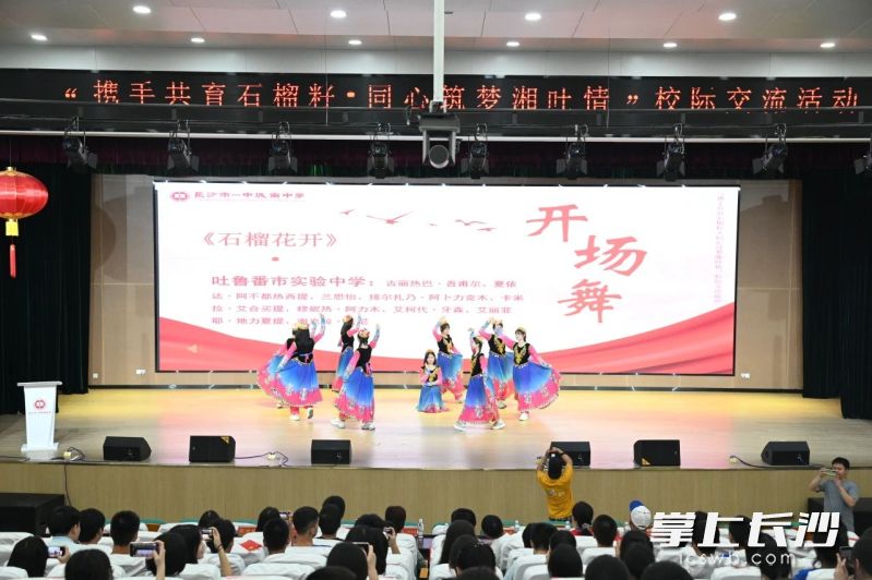 吐鲁番市实验中学学生表演了舞蹈《石榴花开》。