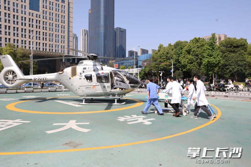 救援团队以100分钟极速跨越383公里复杂地形，通过空地一体无缝衔接救援，打通一条高效畅通的“空中生命通道”。 长沙晚报通讯员 杨洪华 汪泉佺 摄