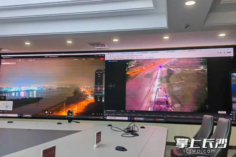 湘江新区水旱灾害防御中心开展无人机夜间巡查演练。长沙晚报通讯员供图