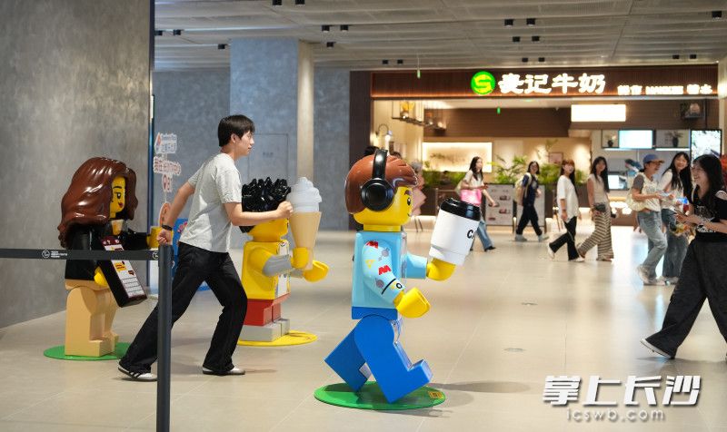 市民与乐高积木互动。 市民与乐高积木互动。