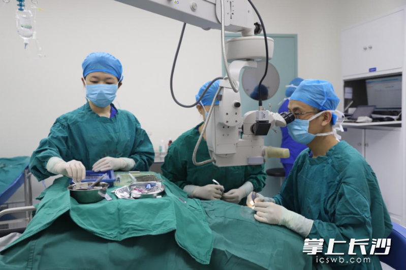 医院角膜眼表科王科华主任医师实施角膜移植术。