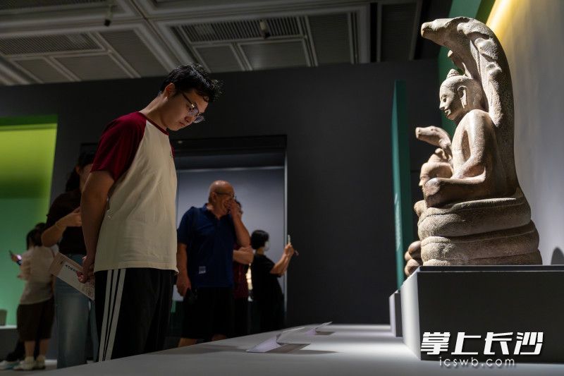 游客认真观展。