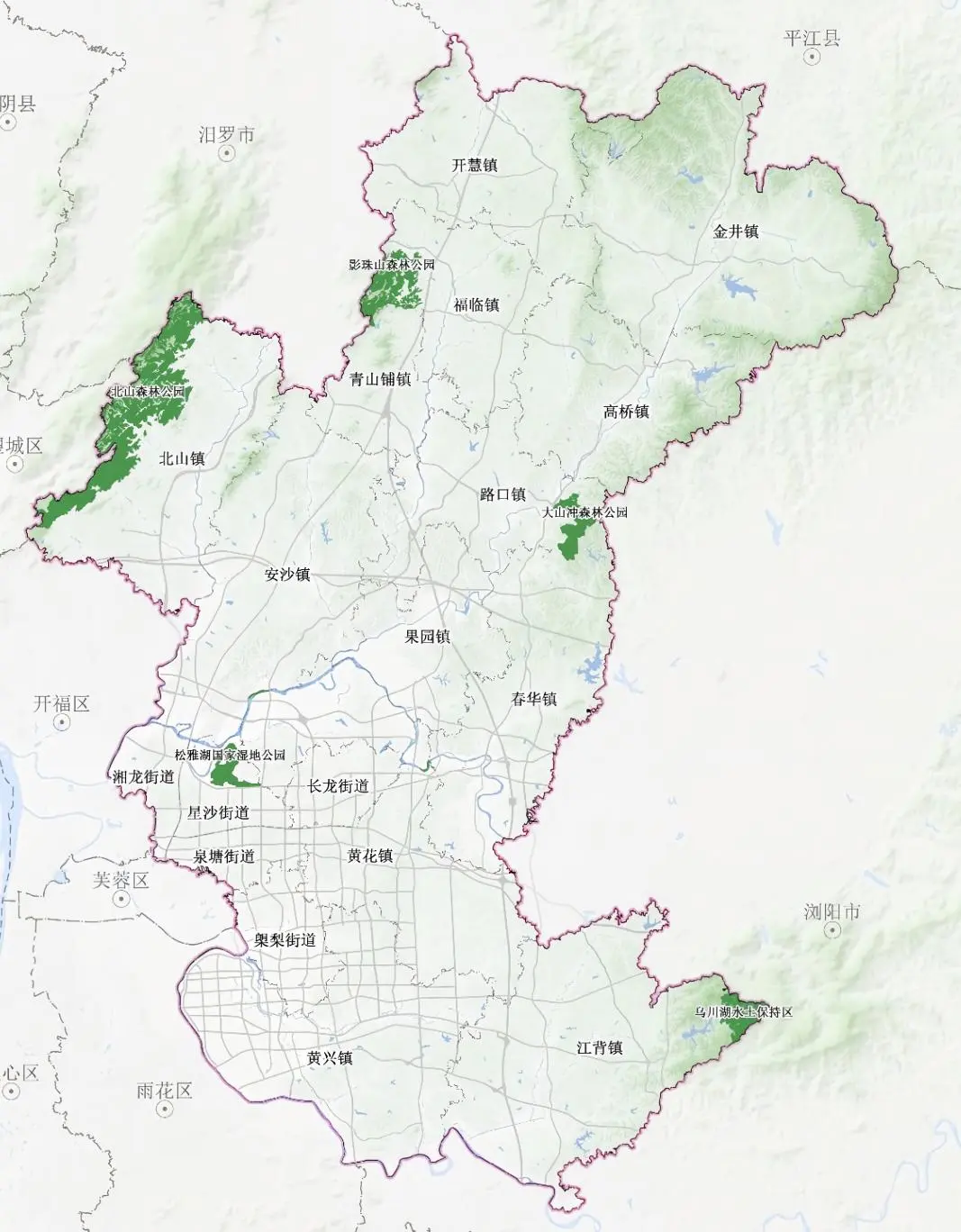 长沙县生态保护红线划定图,图片来源@长沙县自然资源局 长沙县生态保护红线划定图,图片来源@长沙县自然资源局