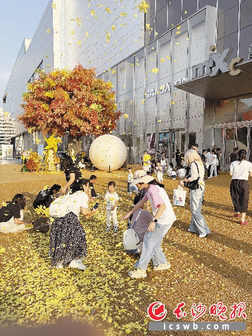 长沙万象城“万物尽染”秋日主题活动，吸引市民纷纷打卡拍照。 长沙晚报全媒体记者 刘捷萍 摄